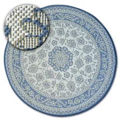 Covor rotund ȘNURCUIT SISAL PLAT 48691/591 VITRALIU FLORI albastru