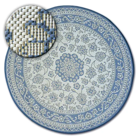 Covor rotund din sfori sisal FLAT 48691/591 albastru