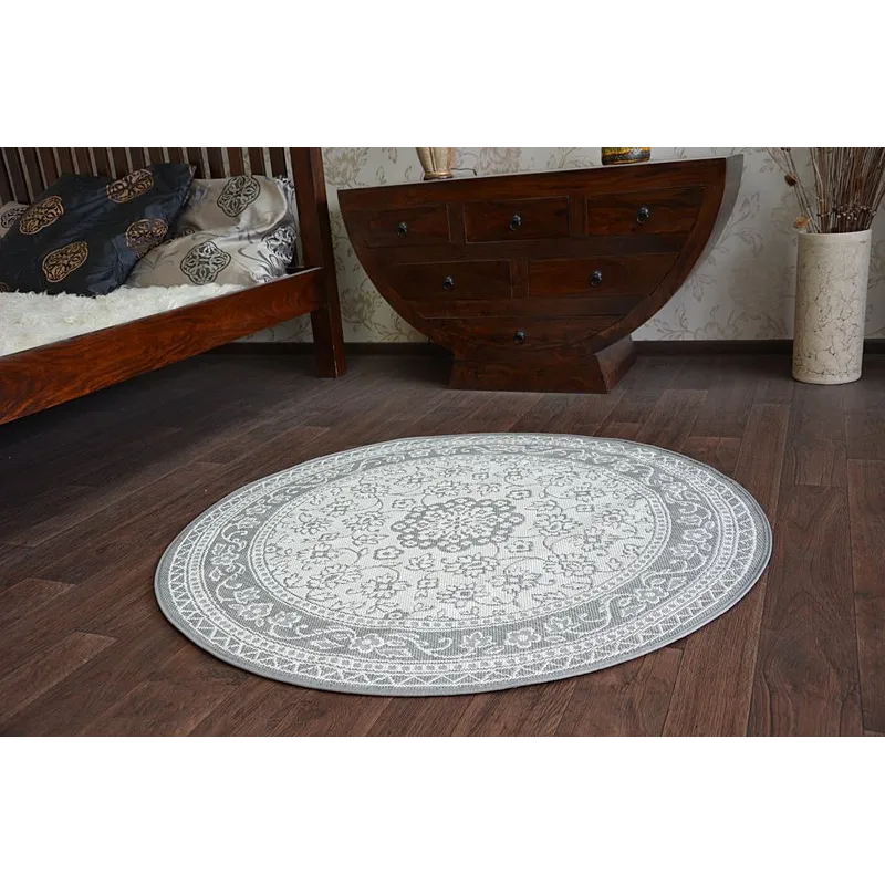 Covor rotund din spagă sisal FLAT 48691/637 gri