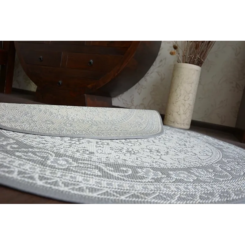Covor rotund din spagă sisal FLAT 48691/637 gri
