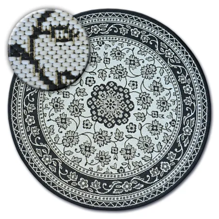 Covor rotund din spagă sisal FLAT 48691/690 negru