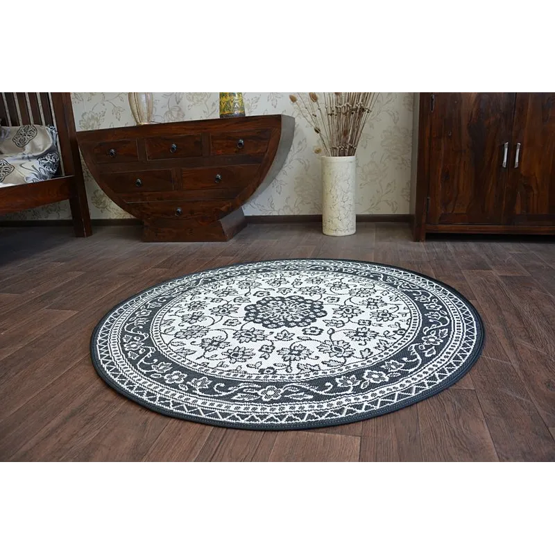 Covor rotund din spagă sisal FLAT 48691/690 negru