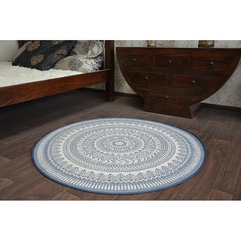 Covor rotund din sfoara sisal FLAT 48695/591 Albastru