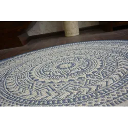 Covor rotund din sfoara sisal FLAT 48695/591 Albastru
