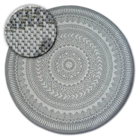 Covor rotund din sisal gri, ideal pentru decor interior modern