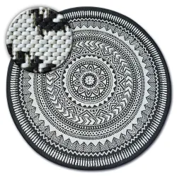 Covor rotund din sfoară sisal FLAT 48695/690 Negru