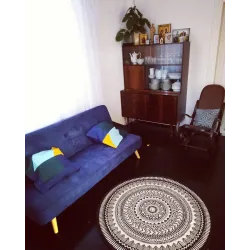 Covor rotund din fibre naturale, plăcut la atingere