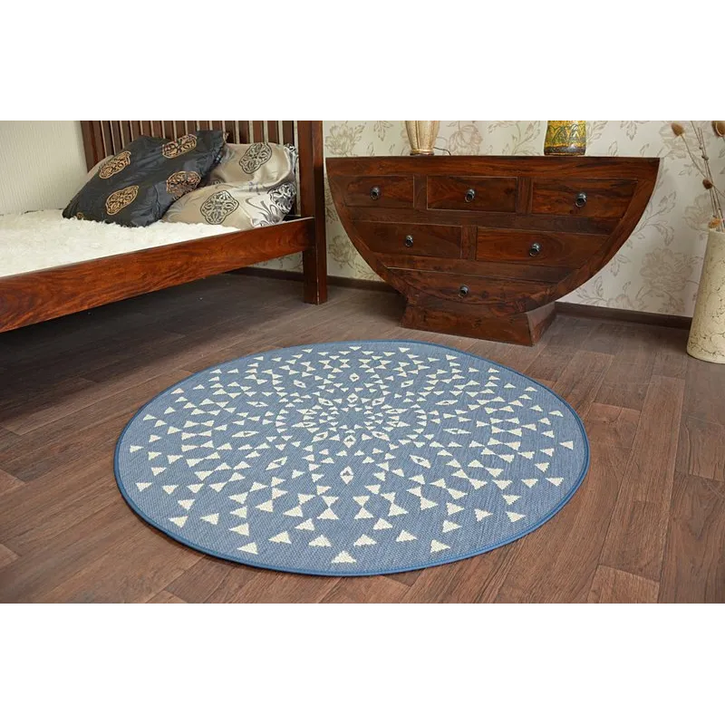 Covor Rotund Sfoară Sisal FLAT 120cm Albastru