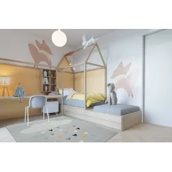 Covor modern gri și crem cu accente turcoaz