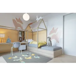 Covor modern în culori pastel, ideal pentru living sau camera copiilor