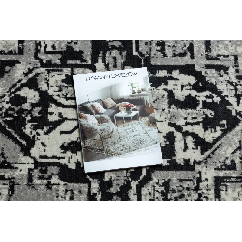 Covor elegant vintage gri/negru, perfect pentru living