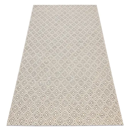 Covor din sisal bej cu model romb, ideal pentru decorul livingului