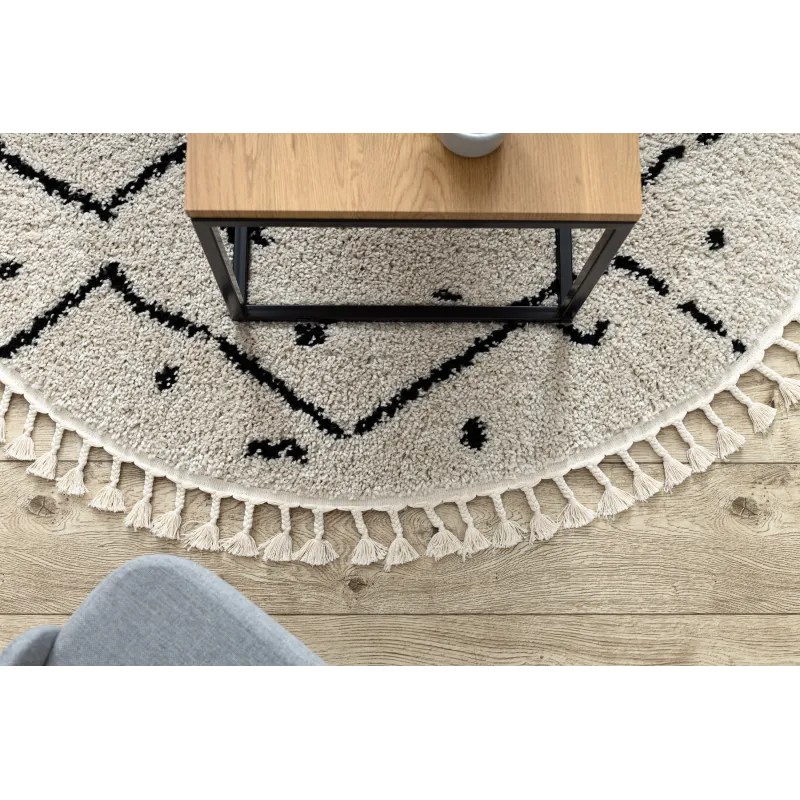 Covor bej cu zigzag, accesoriu decorativ elegant, shaggy