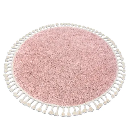 Covor roz cu franjuri, stil marocan, shaggy 120cm
