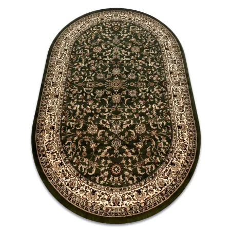 Covor oval ROYAL ADR verde din polipropilenă pentru decor clasic