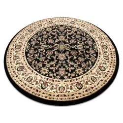 Covor rotund ROYAL ADR 120cm negru din polipropilenă, stil clasic