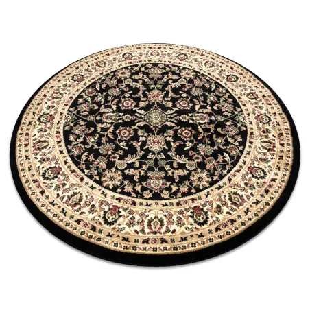 Covor rotund ROYAL ADR 120cm negru din polipropilenă, stil clasic