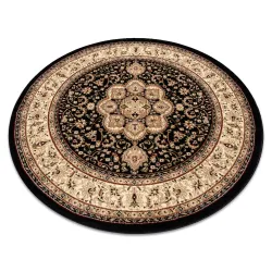 Covor rotund ROYAL ADR negru, covor clasic pentru decor interior