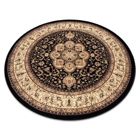 Covor rotund ROYAL ADR negru, covor clasic pentru decor interior