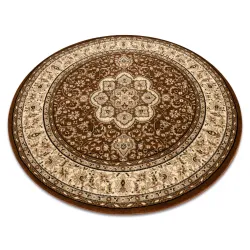 Covor rotund ROYAL ADR 120cm maro, covor clasic pentru decorare