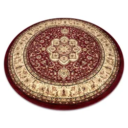 Covor rotund ROYAL ADR de culoare bordo, covor clasic pentru living