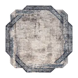 Covor vintage modern în nuanțe de gri și bleumarin, design clasic