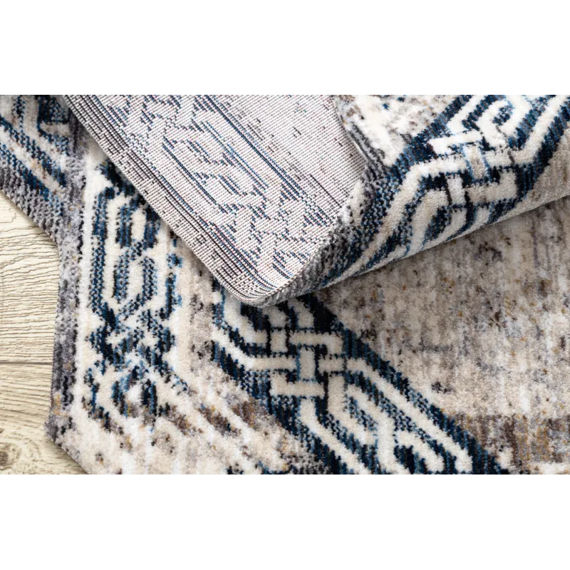 Covor vintage pentru living în gri și bleumarin, ideal pentru interior