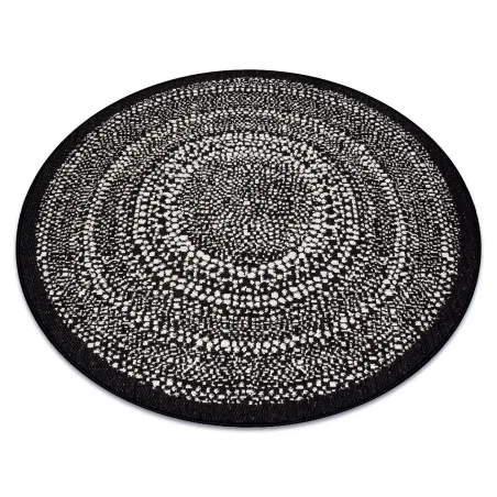 Covor rotund din sfoară sisal FLAT 120cm negru
