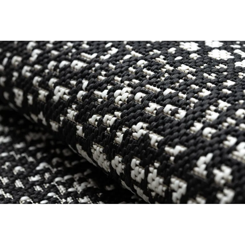 Covor rotund din sfoară sisal FLAT 120cm negru