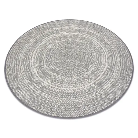 Covor rotund gri din sisal, stil boho, împletit, pentru living