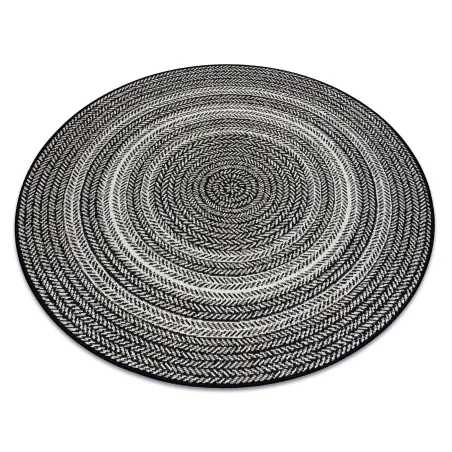 Covor rotund din sisal negru, stil boho, material natural