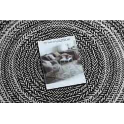 Covor rotund negru de stil boho, perfect pentru living
