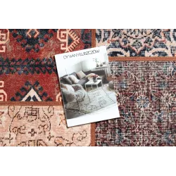 Covor ANTIKA modern în nuanță de rugină, patchwork elegant, lavabil