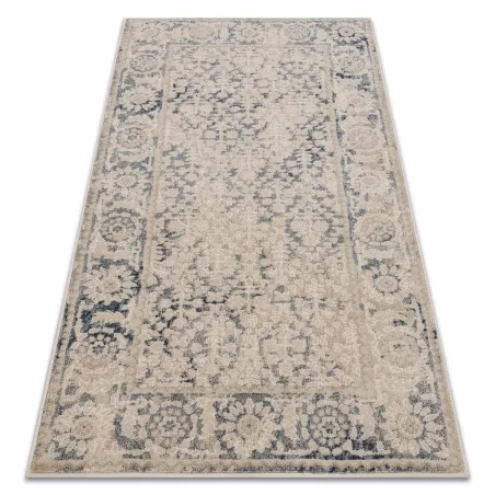 Covor Lână NAIN Cadru Ornament Bej Bleumarin