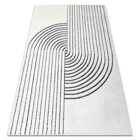 Covor geometric modern crema și negru, design elegant, covoare moderne