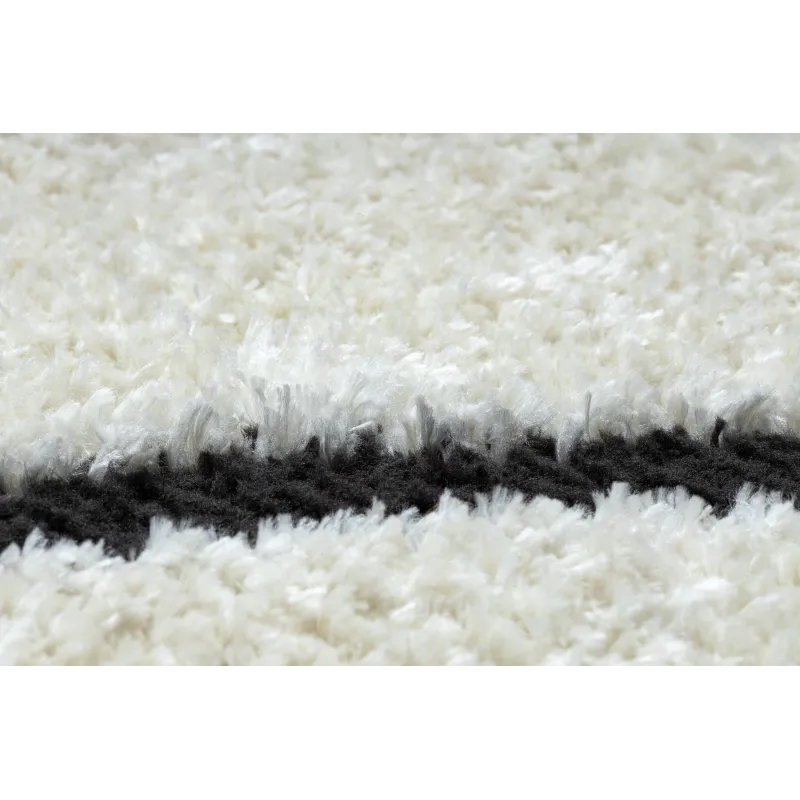 Covor modern cu textură unică, crem și negru pentru living