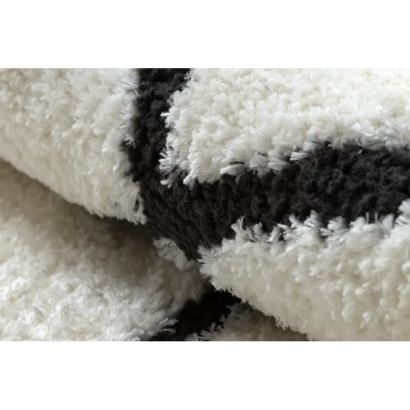 Covor ideal pentru dormitoare, crem și negru în stil modern