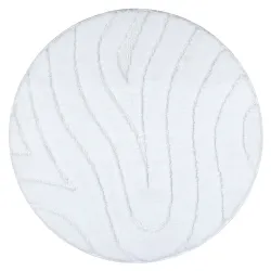 SUPREME Covor Baie Rotund Alb WAVES