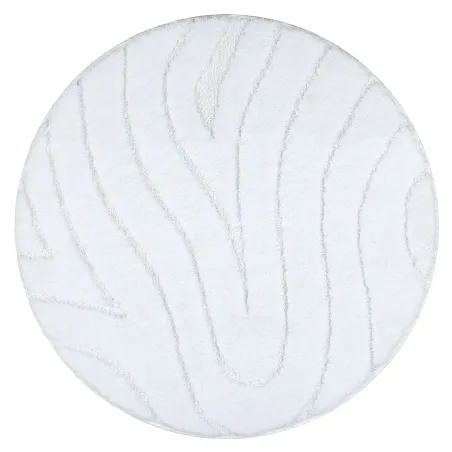 SUPREME Covor Baie Rotund Alb WAVES