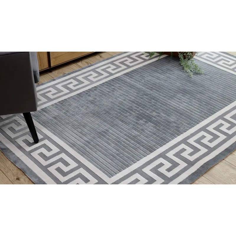 Culoare gri, covor PEARL cu design grec, elegant