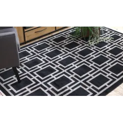 Tappeto modern negru AMOUR 53078B cu model geometric