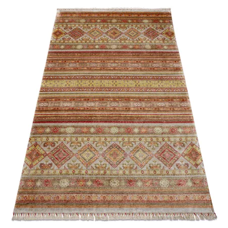 Covor oriental HERIZ A0986B, bej și bordo, din fibră de bambus, design exclusivist