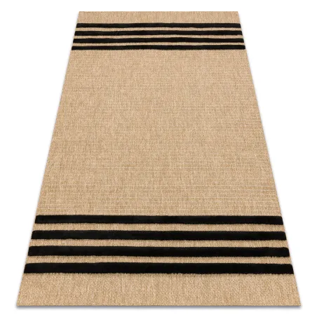 Covor geometric SPARK 0689 bej și negru, din sisal, structură