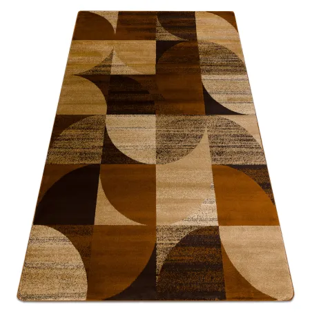 Covor geometric ROYAL H387 în nuanțe de maro și muștar, covor clasic pentru interior