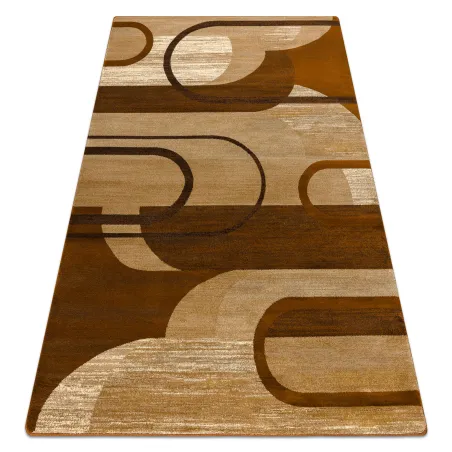 Covor geometric ROYAL HE405 în nuanțe de maro și crem, stil clasic pentru decor elegant