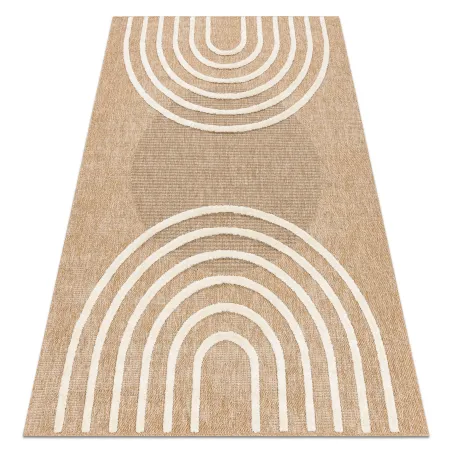 Covor geometric SPARK 0688A bej, din sisal, ideal pentru living