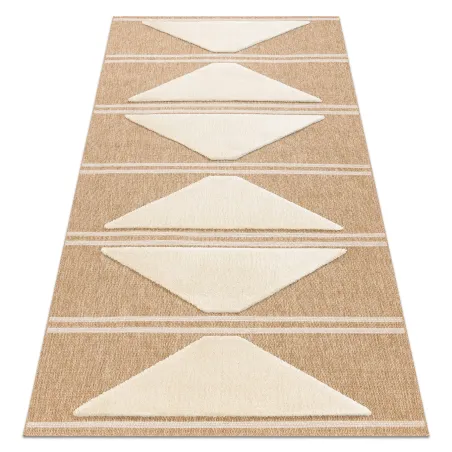 Covor geometric bej cu triunghiuri, din sisal, structură textilă