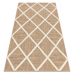 Covor bej cu romburi, din sisal, structură modernă