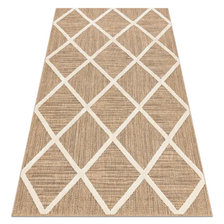 Covor bej cu romburi, din sisal, structură modernă