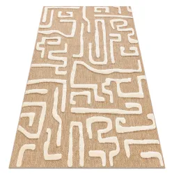 Covor Labirint bej, din sisal, textură structurată, ideal pentru living